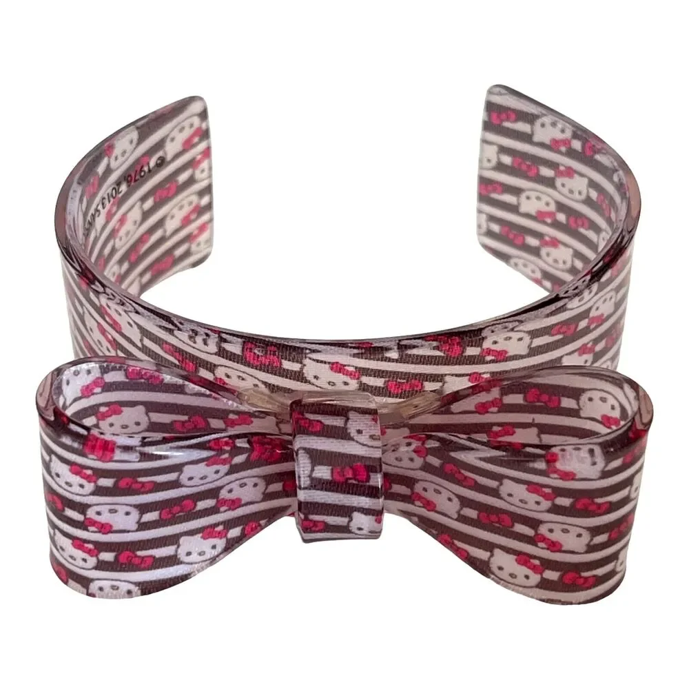 New Sanrio Hello Kitty Bracelet Pink Bow Plastic Cuff - 1G